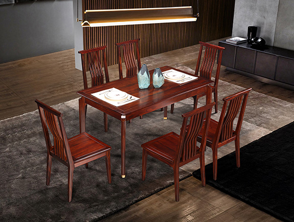KT202餐桌KY202餐椅康锐家居新中式实木餐台椅子