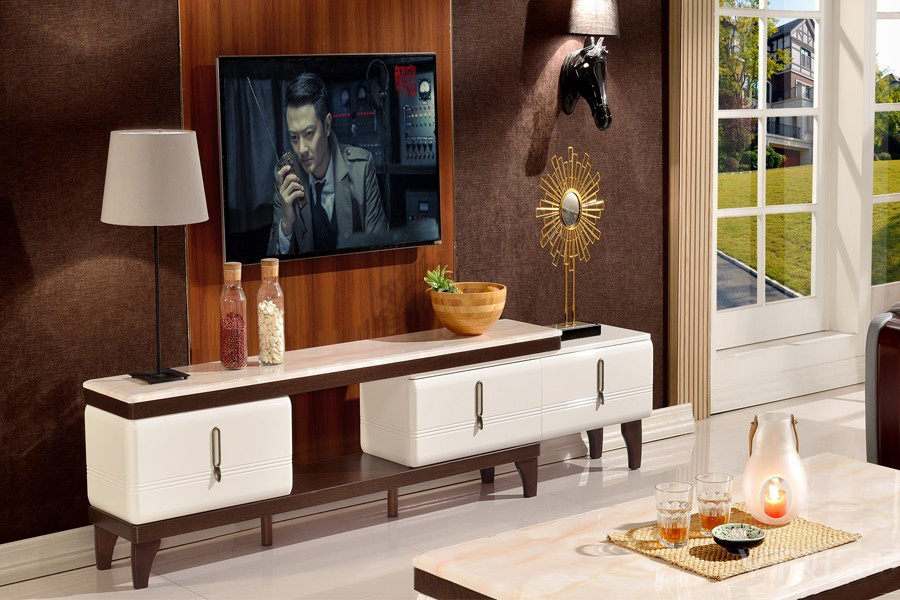 D3901玻璃电视柜博峰现代风格实木地柜