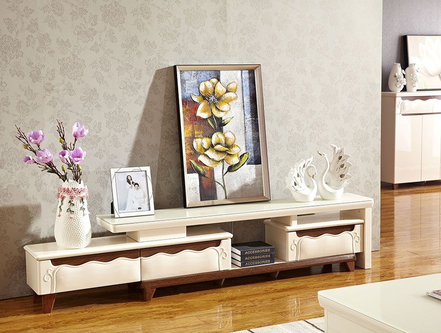 D2605玻璃电视柜博峰现代风格实木地柜