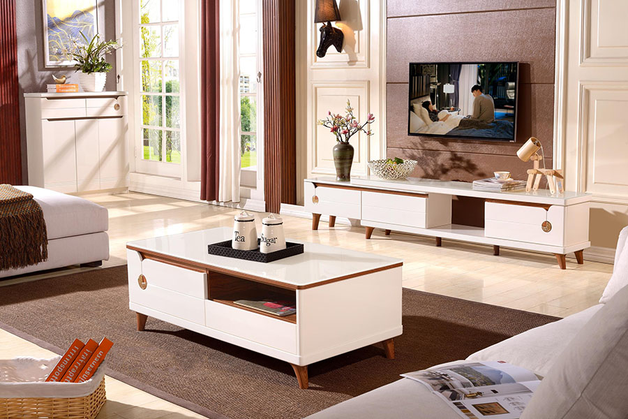 D5001玻璃电视柜博峰现代风格实木地柜