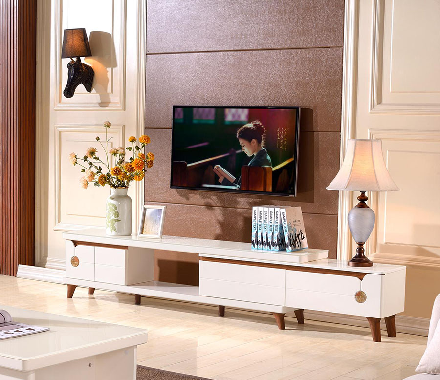 D5002玻璃电视柜博峰现代风格实木地柜