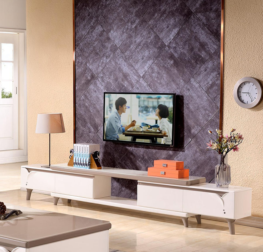 D5102玻璃电视柜博峰现代风格实木地柜
