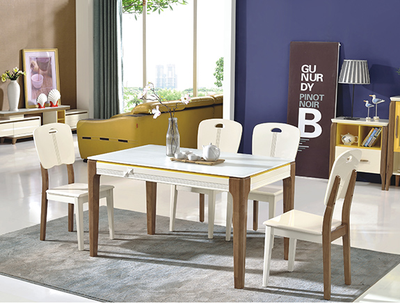 CZ-321玻璃餐桌CY-321餐椅博峰现代风格实木餐台椅子