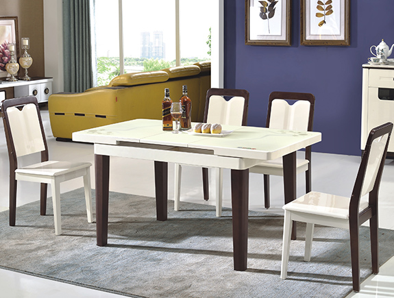 CZ-603玻璃餐桌CY-603餐椅博峰现代风格实木餐台椅子
